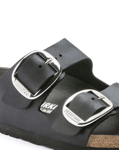 Arizona Big Buckle Oiled Leather Sandal - Black - Birkenstock